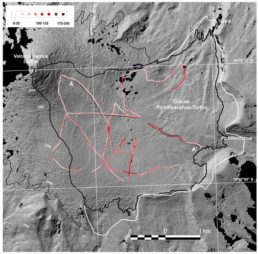 Mapa con trazado de radar y límites 1976/2005