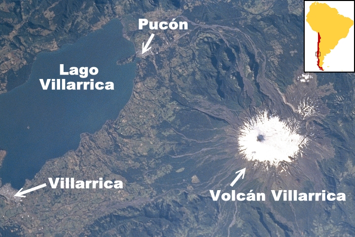 Mapa de ubicación y entorno del volcán Villarrica