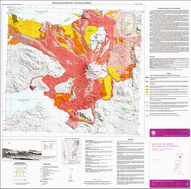 Mapa de peligros del Volcán Villarrica (SERNAGEOMIN)